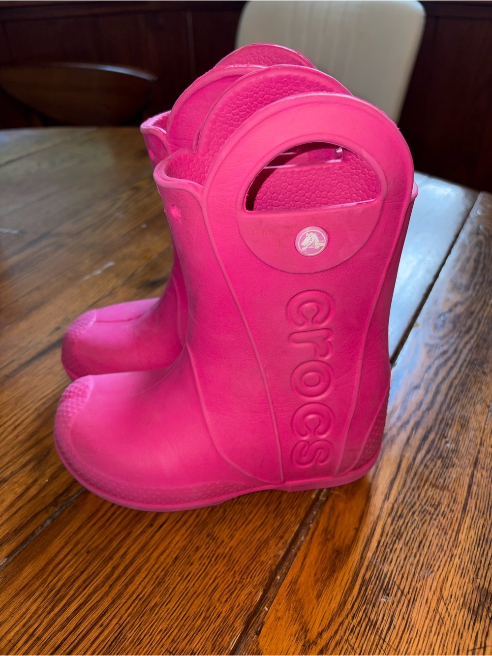 Crocs Waterproof Pull On Rain Boots Kids Size C 12 Hot Pink